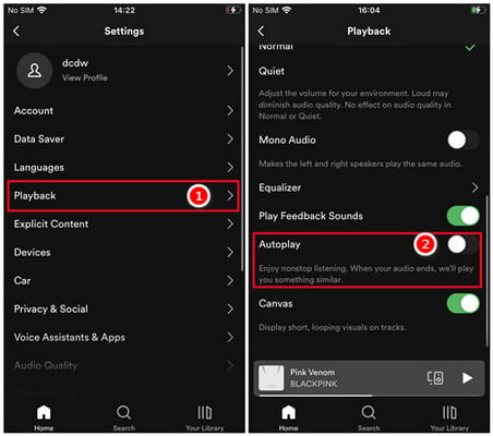 Turn Off spotify Autoplay on android iphone