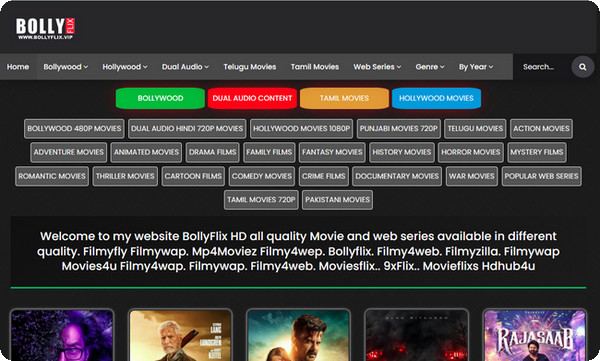 BollyFlix Bollywood movie download site