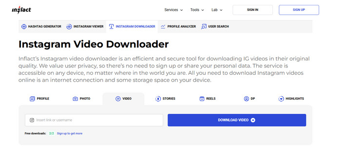 inflact.com online free instagram video downloader