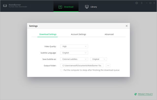 customize output settings