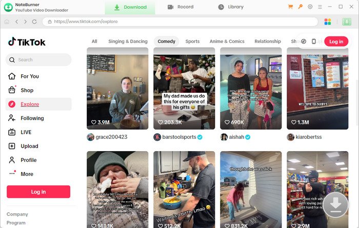 Watch TikTok videos on NoteBurner TikTok Downloader