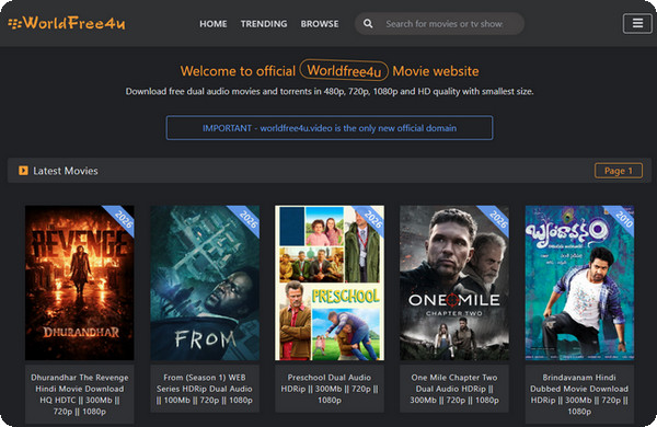 WorldFree4U Hindi movies free download site