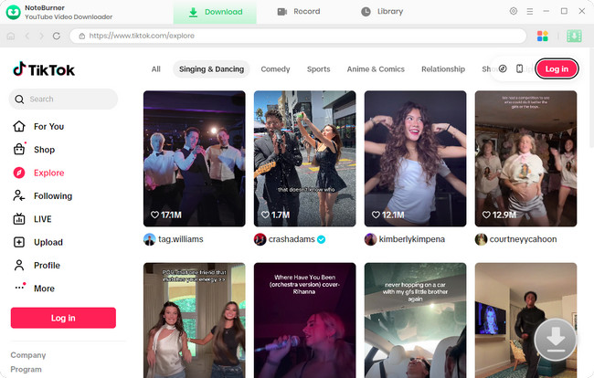 select tiktok as the download platform
