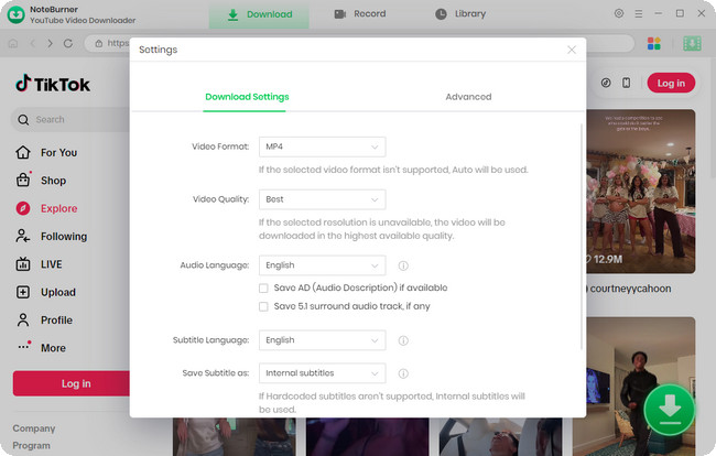 customize tiktok output settings