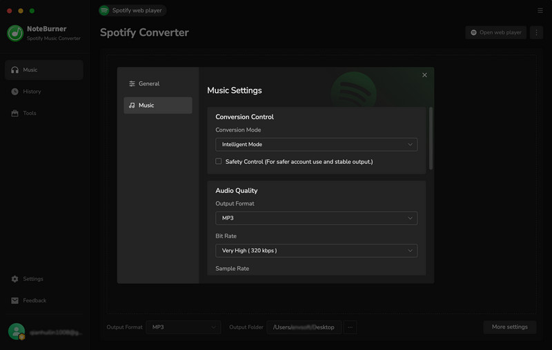 Choose MP3 as the output format