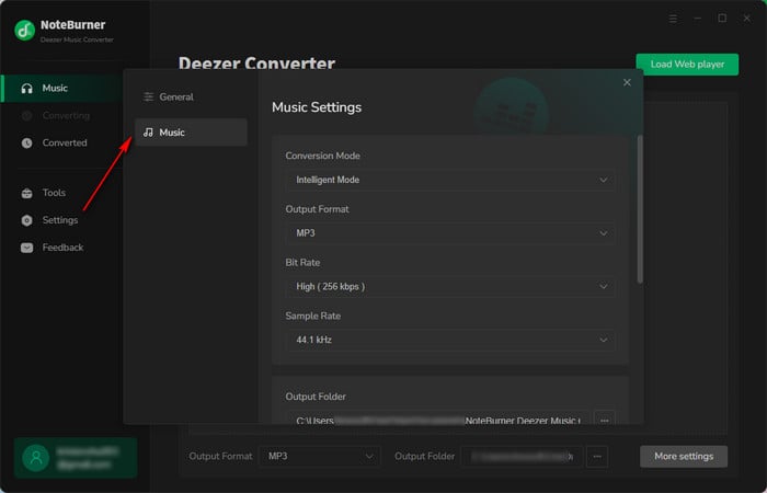 Settings for Deezer Music Downloader