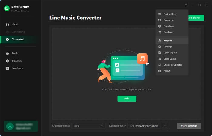 Register Line Music Converter