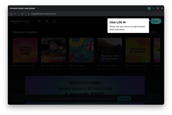 log in amazon music