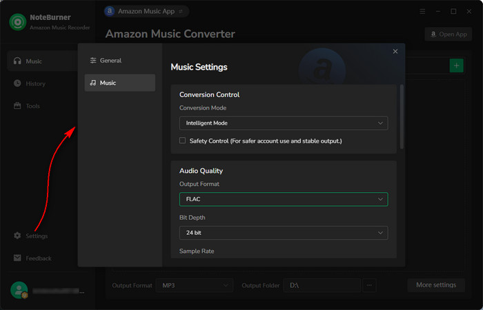 set FLAC as the output format