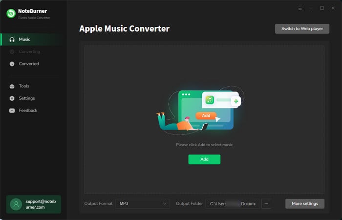 NoteBurner Apple Music Converter Interface