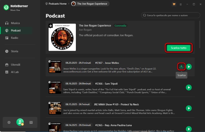 iniziare a scaricare podcast mp3 gratis