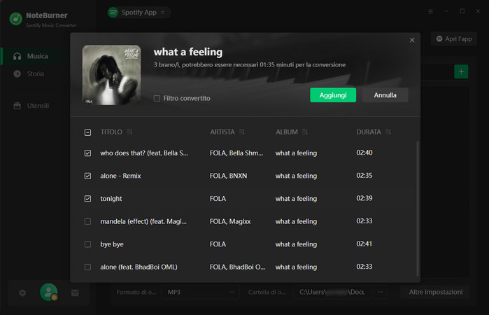 aggiungi musica Spotify a 320 kbps