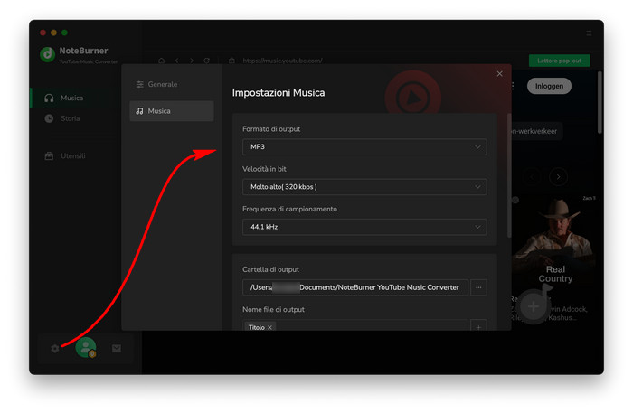 Impostazioni del convertitore da YouTube Music a iMovie di NoteBurner