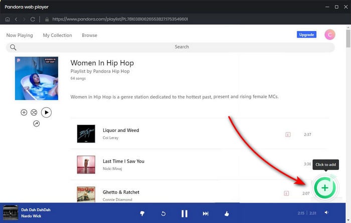 add pandora Music playlists to NoteBurner