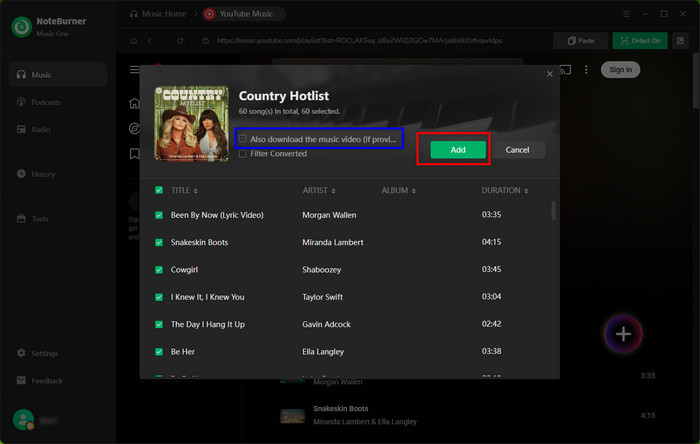 add YouTube music