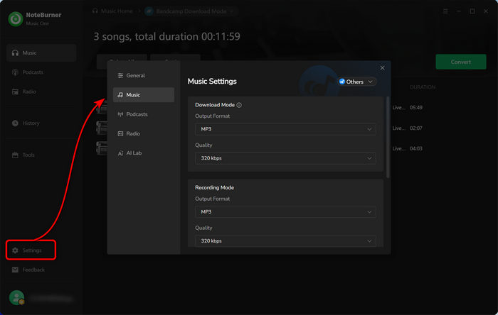 mixcloud downloader settings
