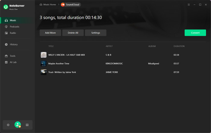 Start Converting SoundCloud Music