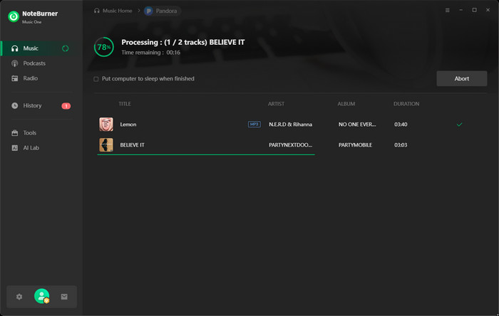 start downloading pandora offline