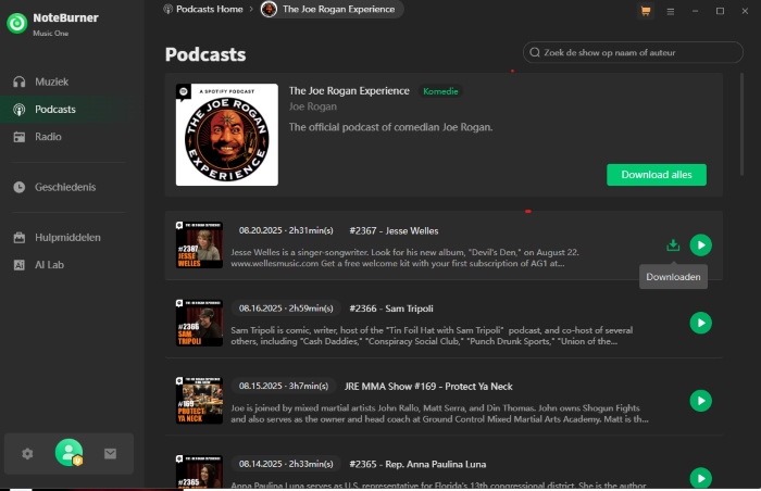 Begin met het gratis downloaden van podcast MP3