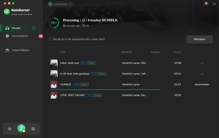 converteer spotify muziek