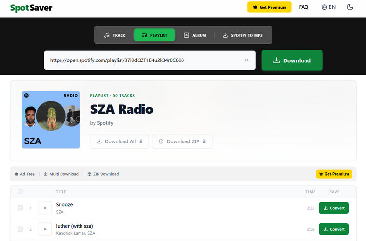 SpotSaver interface