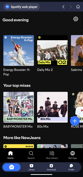 main interface of NoteBurner Spotify Downloader android