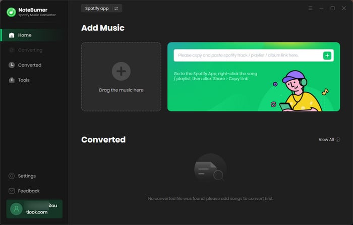main interface of noteburner spotify music converter