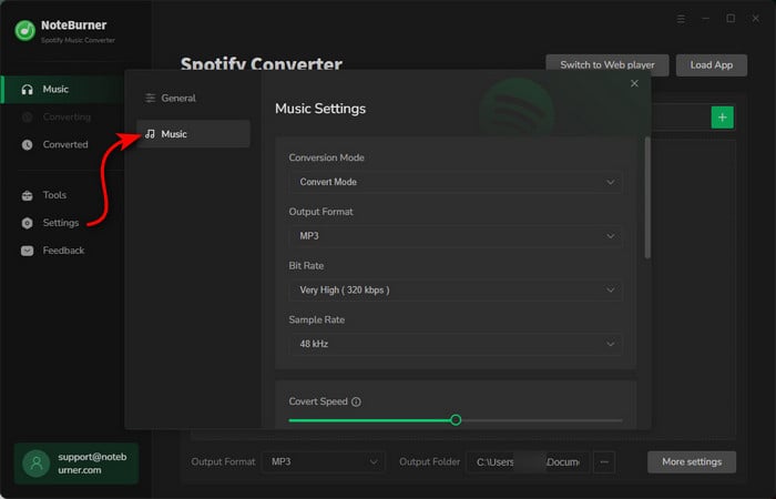 add spotify music to noteburner