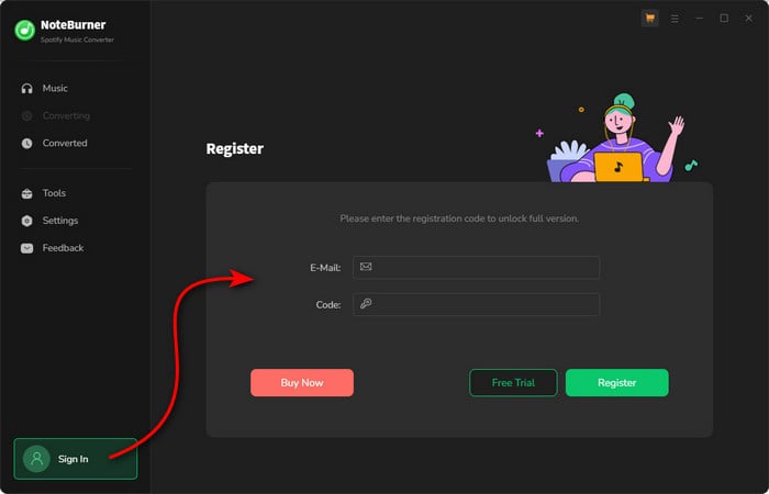 Register NoteBurner Spotify Music Converter