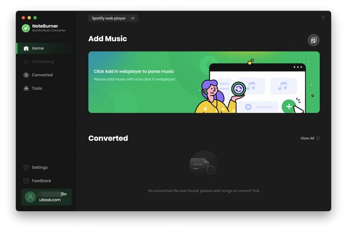 NoteBurner Spotify Converter Interface