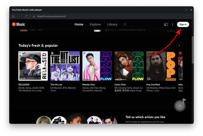 log in youtube music