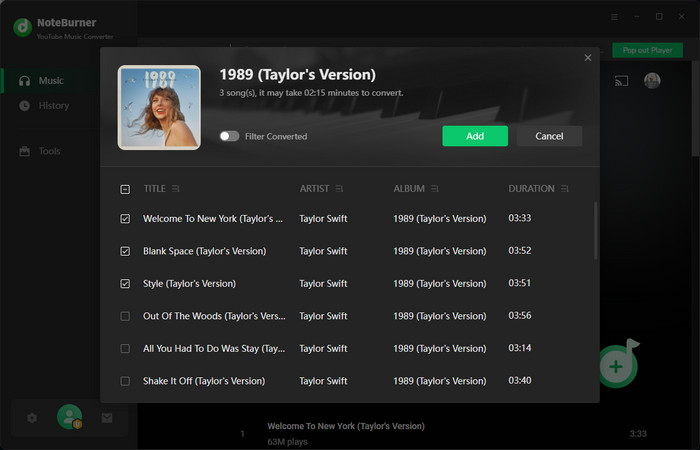 add youtube music songs 